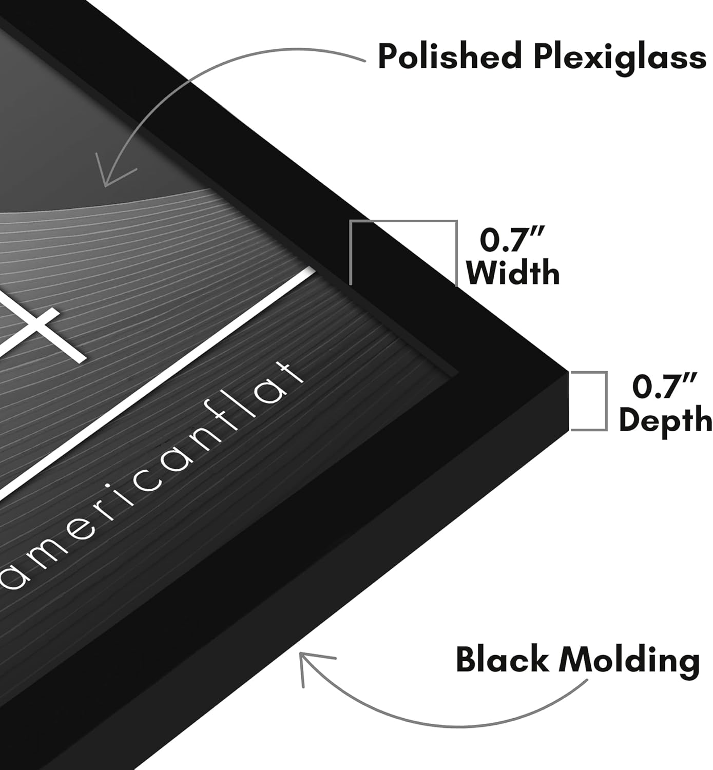 Americanflat 24x36 Poster Frame with Polished Plexiglass - Streamline Collection - Thin Border Picture Frame for Wall Display - Hanging Hardware Included - Black - Colors A