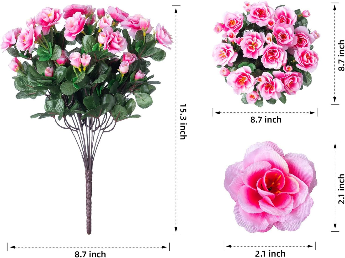 Ivydale Artificial Fake Flowers Plants for Outdoor Outside Spring Decor, Faux Silk Yellow Camellia UV Resistant Look Real for Planter Pot Porch Patio Balcony Garden Yard, 3 Large Bundles