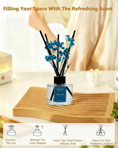 Reed Diffuser Set-Lemon Verbena Scent Fragrance Oil Diffuser with 6 Reed Sticks | Home & Bedroom Bathroom Decor,3.38 fl oz (100ml) (Lemon Verbena)