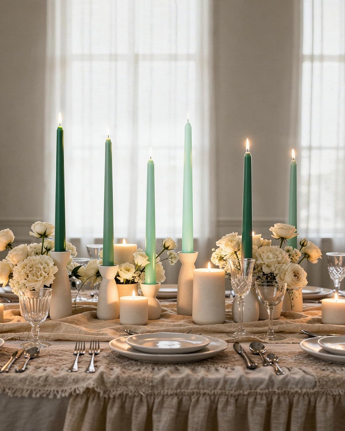Viyffo Taper Candles, 10 Inch, 4 Pack, Olive Glow – Unscented, Dripless & Smokeless Design, Up to 8 Hour Burn – Long Tall Taper Candlesticks for Wedding, Dinner & Home Decor