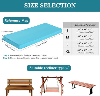 Outdoor Bench Cushions 48 x 18 Inch Thick Waterproof Porch Swing Cushions with Tie Patio Furniture Chair Cushion Bench Pad 5 Year Color Fastness Backyard Seat Pads Navy
