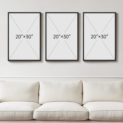Large Framed Neutral Abstract Wall Art for Living Room, 3 Piece Modern Canvas Prints Paintings Artwork for Walls, Black and Beige Pictures for Living Room Hallway Stair Office Wall Decor 24x36 Inch