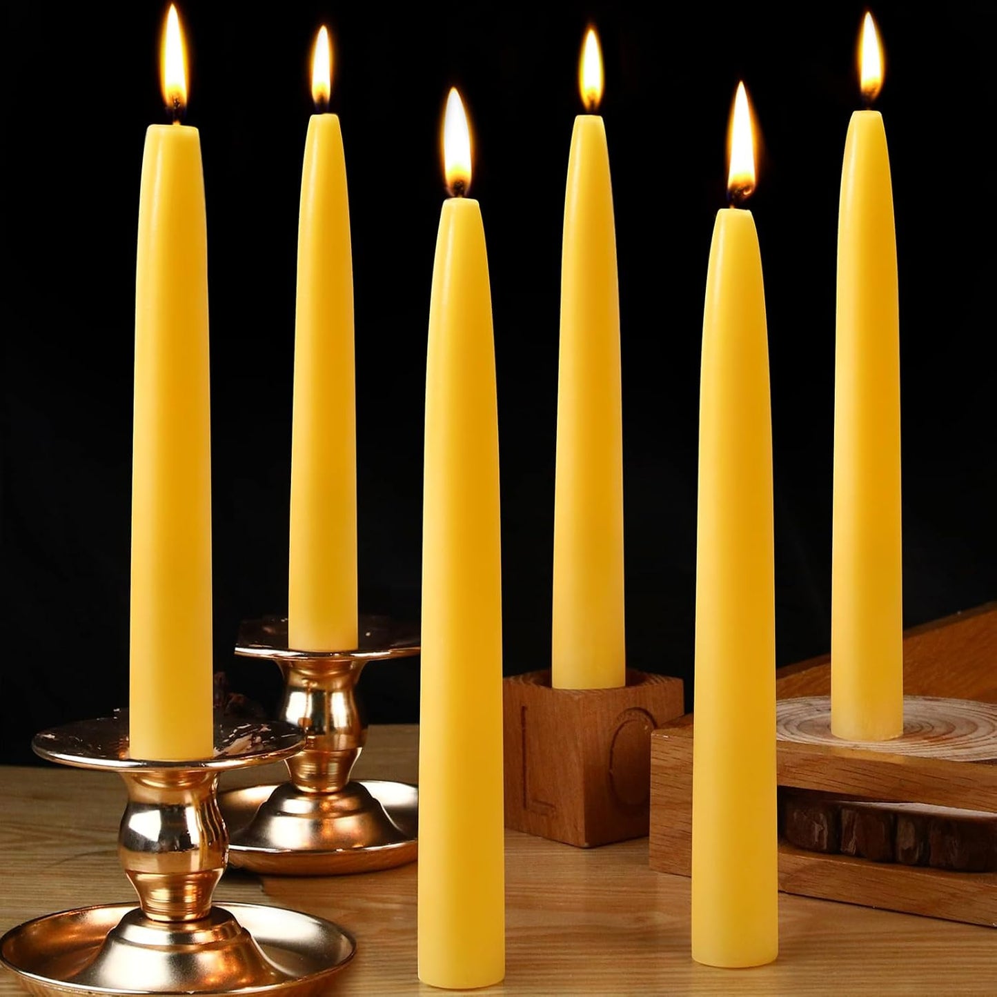 10inch Beeswax Taper Candles 12 Pack Natural Pure Beeswax Candlesticks Smokeless 10 Hour Long Burning Time Tapered Beeswax Candle Sticks Bees Wax Candle for Home Prayer