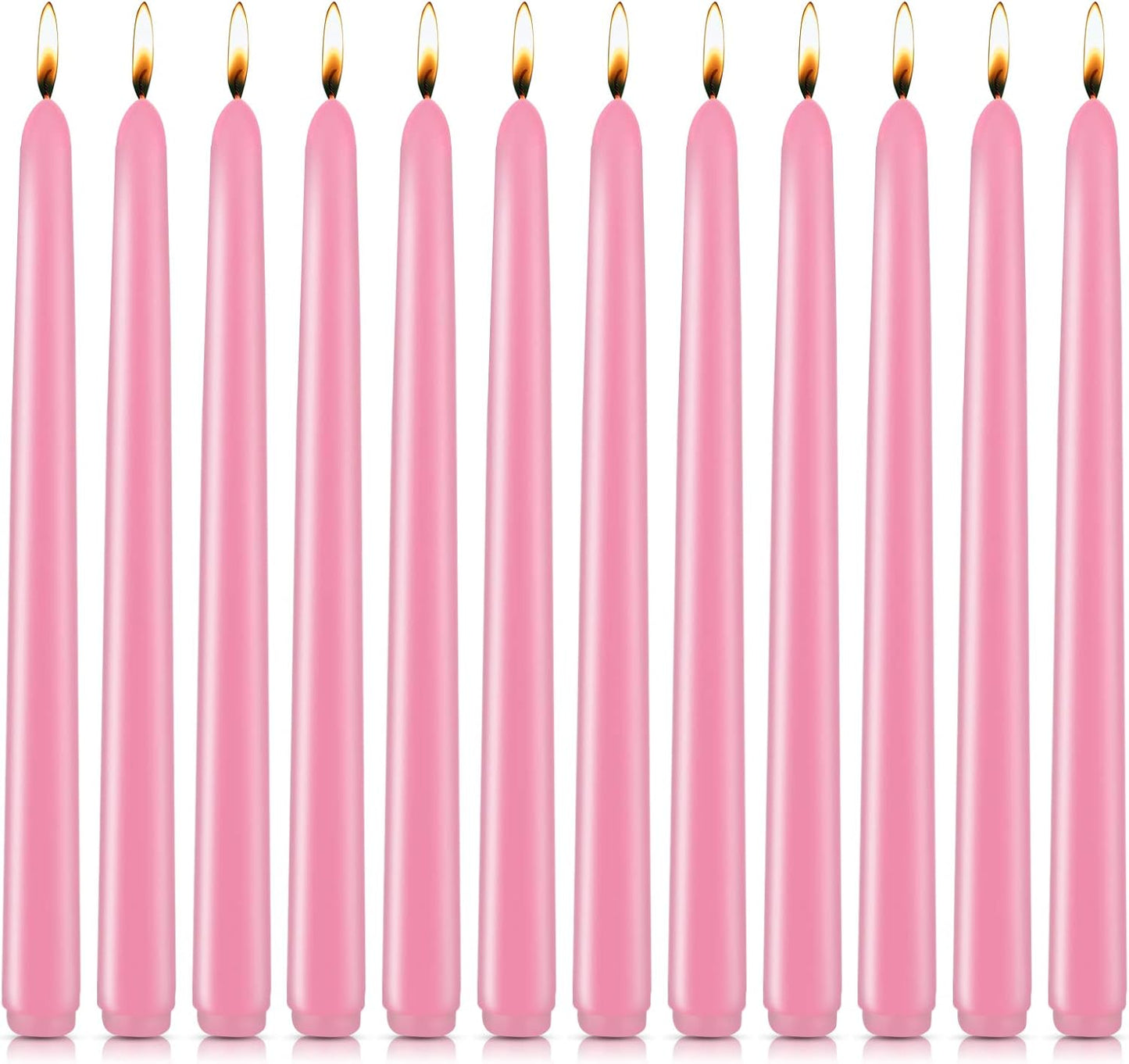 NIKY 10 inch Taper Candles for Christmas, Set of 12 Unscented Dripless Candlesticks - 8 Hours Long Burning for Home Decor, Wedding, Parties and Special Occasions (Ivory)