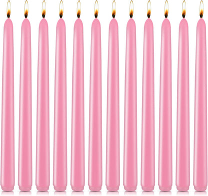 NIKY 10 inch Taper Candles for Christmas, Set of 12 Unscented Dripless Candlesticks - 8 Hours Long Burning for Home Decor, Wedding, Parties and Special Occasions (Ivory)