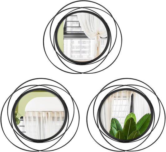 3 Set 13 inch Gold Circle Mirrors Wall Decor Iron Frame Wire Mirror Metal Circular Mirror Home Decor Hanging Mirrors for Room/Bedroom/Bathroom/Entryway
