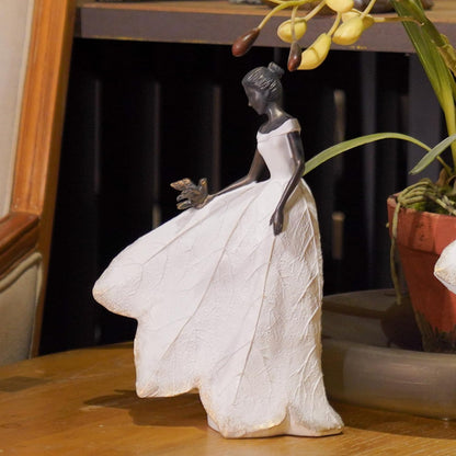 Guichifun Fairy Statue Collection Home Decoration - Leaf Angel Girls Resin Modern Table Decor for Living Room Office Sculpture Decor for Women Indoor Rustic Figurines Gift 5 x 3 x 7.5 Inch