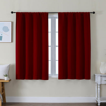 Simplebrand Ava Sage Green Blackout Curtains for Bedroom 63 Inch Length 2 Panels Set, Solid Thermal Insulated Energy Saving Rod Pocket Window Treatment Curtains Blackout Drapes, W40 x L63 Inch, Sage - Colors B