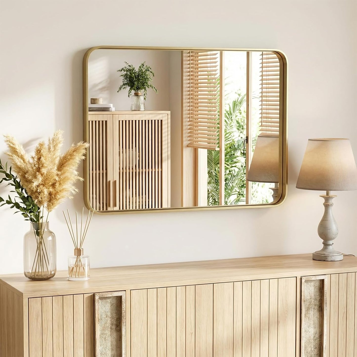 NEWBULIG Gold Round Wall Mirror 36 Inch, Bathroom Mirrors for Over Sink, Wall Decor for Bathroom, Entryway, Bedroom, Vanity