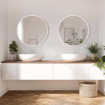 Sunniry Black Round Mirror, Round Mirror 24 inch, Black Circle Mirrors Matte Metal Frame, Wall Mounted Mirrors for Living Room, Bathroom, Wall, Entryway.