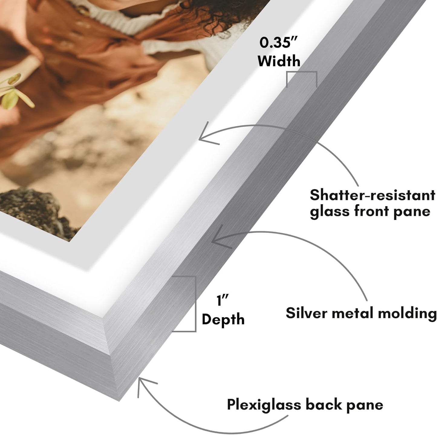 Americanflat Aluminum 11x14 Floating Picture Frame with Shatter-Resistant Glass - Use as 8x10 Picture Frame or Display 11x14 Photo - Signature Float Collection - Photo Frames for Wall Display - Black