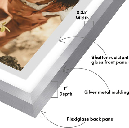 Americanflat Aluminum 11x14 Floating Picture Frame with Shatter-Resistant Glass - Use as 8x10 Picture Frame or Display 11x14 Photo - Signature Float Collection - Photo Frames for Wall Display - Black