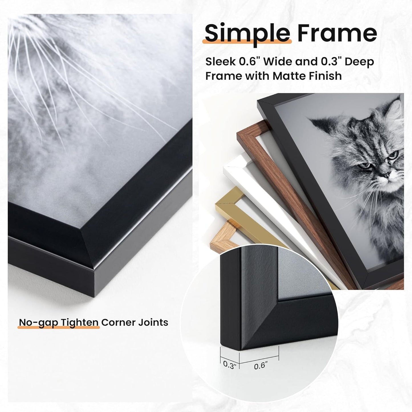 Venusmiles 15 Pack Picture Frames Collage Wall Decor, Gallery Frame Set for Wall Mounting or Tabletop Display, Multi Sizes Including 3pcs 8x10, 6pcs 5x7, 6pcs 4x6, Oak