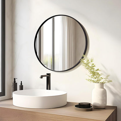 Fabuday Black Circle Mirror for Wall 20 inch - Round Mirrors for Bathroom, Entryway, Living Room, Hallway, Bedroom Decor, Small Matte Framed