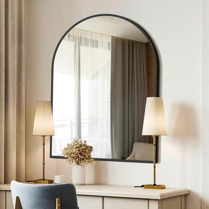 FICTOR Bathroom Mirror for Wall, Arched Vanity Bathroom Mirror for Over Sink, Metal Framed with HD Shatter-Proof Glass for Entryway, Living Room,Bedroom(2 Pack 24” x 36”, Black)
