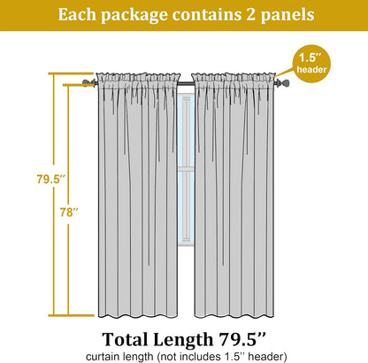 OWENIE Sheer Curtains 84 inches Long 2 Panels Set for Living Room/Bedroom, Rod Pocket Voile Sheer Panel Drapes, White, 2pcs, Each 42" W x 84" L - Colors B