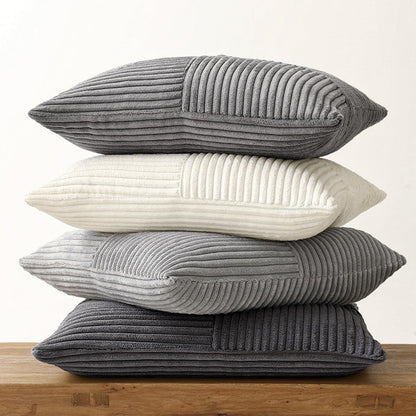 MIULEE Teal Orange Decorative Throw Pillow Covers 18x18 Inch Set of 4 Boho Corduroy Striped Cushion Cases Modern Farmhouse Patchwork Pillow Cases for Couch Sofa Bedroom Home Decor