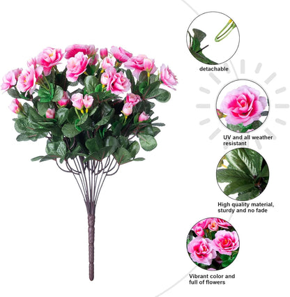 Ivydale Artificial Fake Flowers Plants for Outdoor Outside Spring Decor, Faux Silk Yellow Camellia UV Resistant Look Real for Planter Pot Porch Patio Balcony Garden Yard, 3 Large Bundles