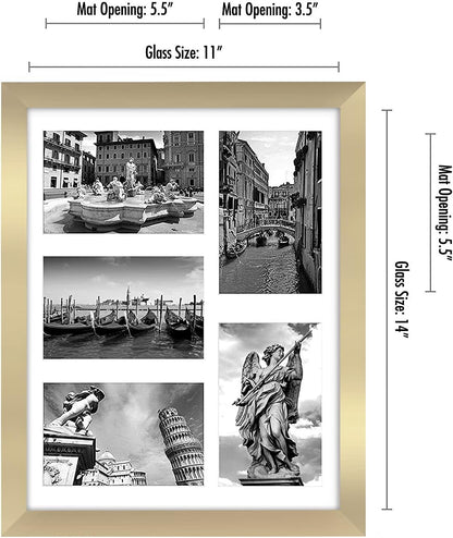 Americanflat 4x6 Collage Picture Frame with Shatter-Resistant Glass - Fits Five 4x6 Photos or Use as One 11x14 Picture Frame - Signature Collection - Collage Frames for Wall Display - Black