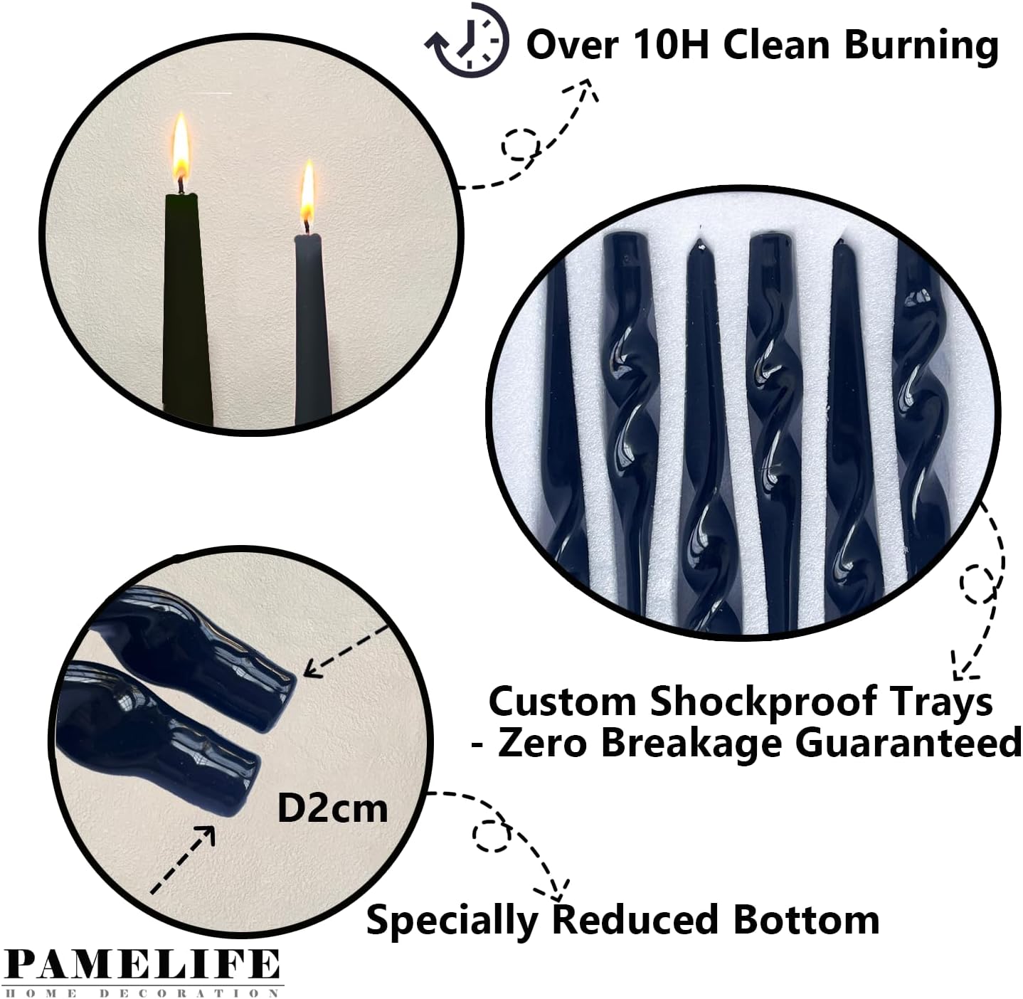 Brown Two Tone Spiral Taper Candles - Set of 6 Twisted Taper Candlesticks 9.5 Inch Tall for Home Decoration Holiday Wedding Party(Brown)