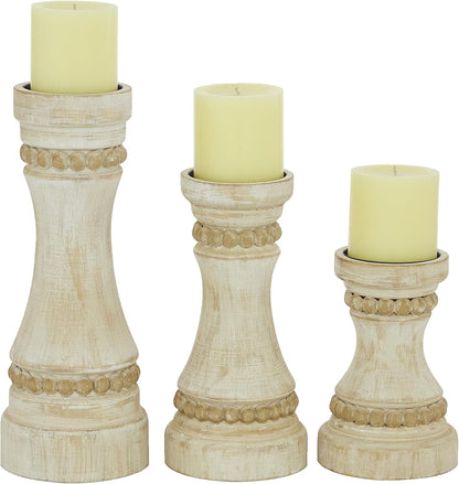 Deco 79 Metal Abstract Decorative Candle Holder Mushroom Inspired Candle Stand, Set of 2 Candlestick Holder 11", 14"H, Gold