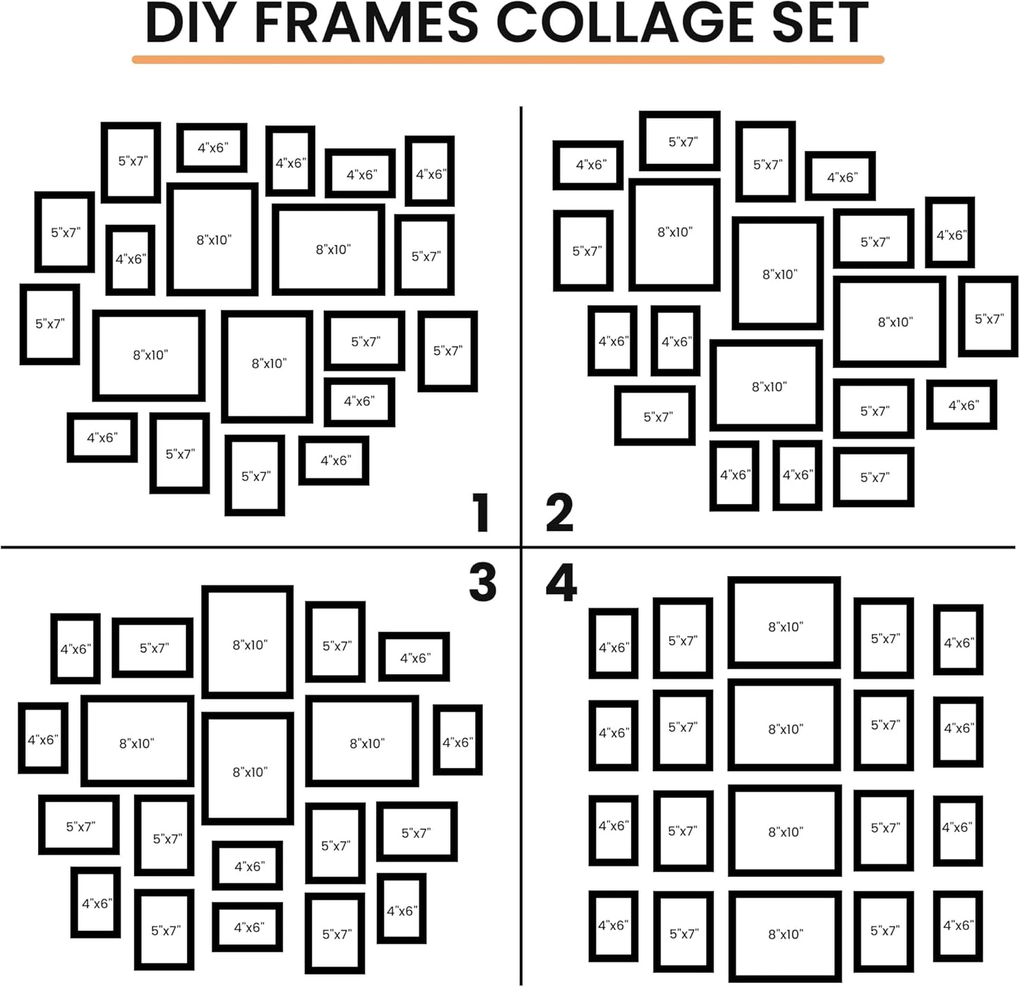 Venusmiles 20 Pack Picture Frames Collage Wall Decor, Gallery Frame Set for Wall Mounting or Tabletop Display, Multi Sizes Including 4pcs 8x10, 8pcs 5x7, 8pcs 4x6, Oak
