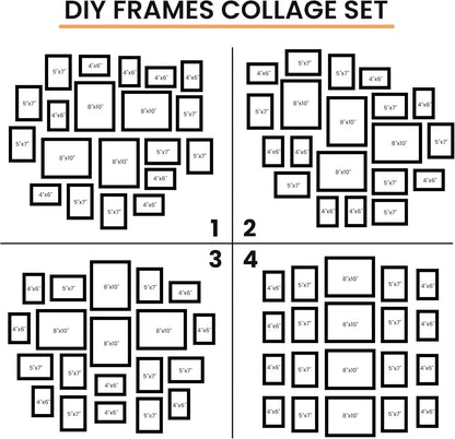 Venusmiles 20 Pack Picture Frames Collage Wall Decor, Gallery Frame Set for Wall Mounting or Tabletop Display, Multi Sizes Including 4pcs 8x10, 8pcs 5x7, 8pcs 4x6, Oak