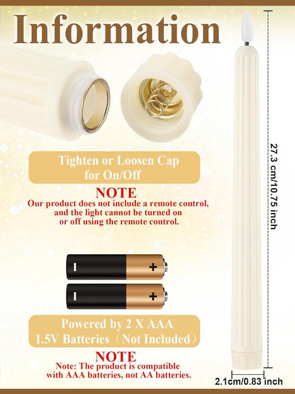 Treela 72 Pcs Flameless LED Taper Candles Battery Operated Candles Bulk 11 Inch Flickering Fake Candlesticks with Warm Light for Valentines Day Church Wedding Party Battery Not Included(Classic,Ivory)