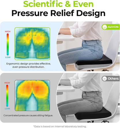 AUVON Ventilation Seat Cushion with Innovation Heat Dissipation Design, Anti-bedsore Wheelchair Cushion with Supportive Memory Foam, Waterproof & Anti-slip Cover, Improve Lower Back & Tailbone Comfort