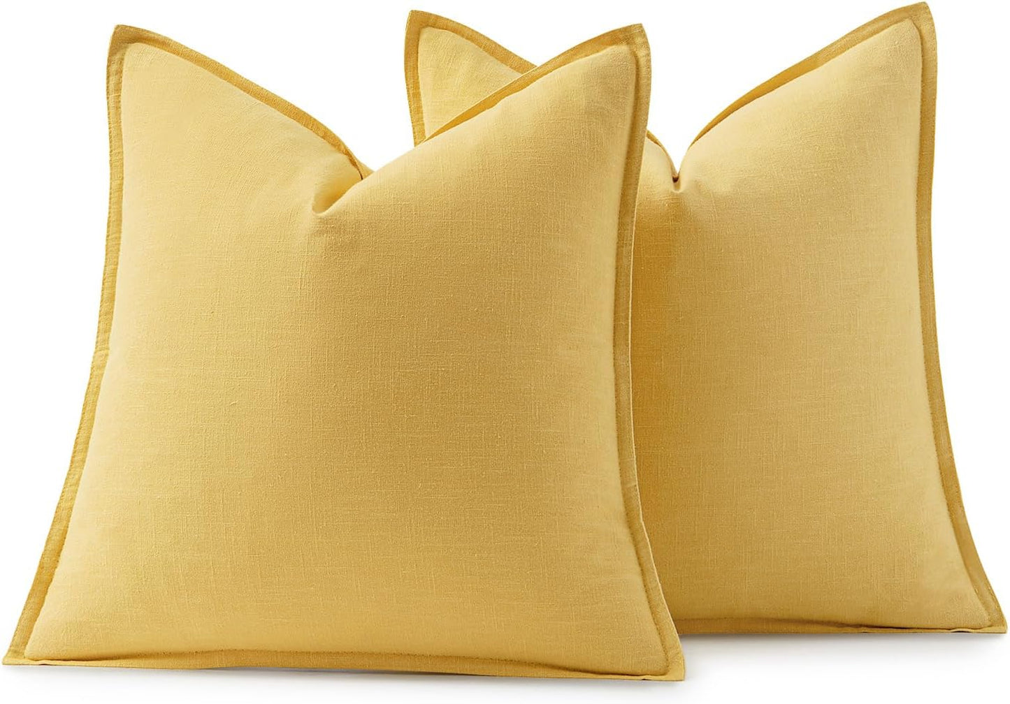 MIULEE Decorative Linen Euro Sham Pillow Covers 26x26 Cream White Boho Farmhouse Neutral Couch Throw Pillows for Bed Pack of 2 Accent Modern Pillowcase Sofa Livingroom Home Decor