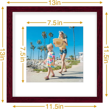 Vittanly 8x10 Picture Frames Set of 9, Shatter Resistant Plexiglass, Display 5x7 Pictures with Mat or 8x10 without Mat, Photo Frames for Wall or Tabletop, Engineered Wood, Black - Colors B