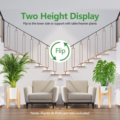 OERGKE Adjustable Plant Stand, Bamboo Mid Century Modern Indoor Plants Stands, Corner Flower Holder for Living Room, Fits 8 to 12 Inches Pots, (Pot & Plant Not Included)(Walnut, 1 Pack)