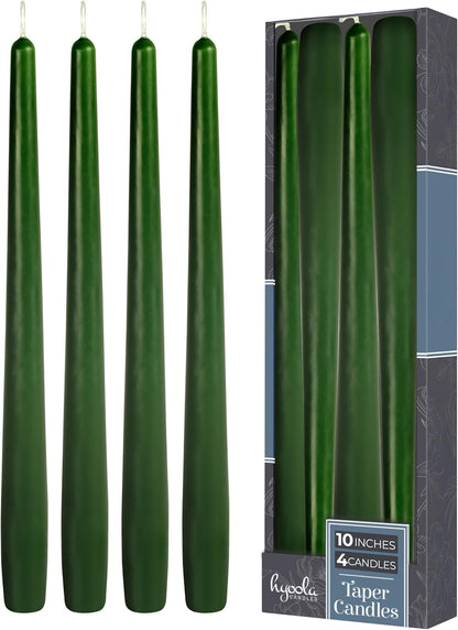 Hyoola Tall Taper Candles - 10 Inch Metallic Gold Unscented Dripless Taper Candles - 8 Hour Burn Time - 4 Pack