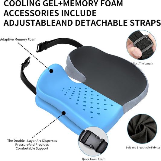 Seat Cushions for Office Chairs Wheelchair Cushion for Long Sitting Back Pain，Memory Foam Seat Car Computer Desk Chair Cushion，Coccyx Cushion for Tailbone Pain Relief Cushion Office Chair Black