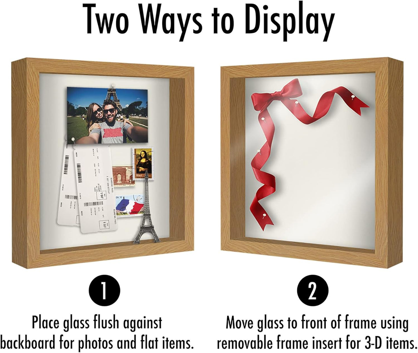 Americanflat 12x16 Shadow Box Frame with Polished Plexiglass - Silhouette Collection - Large Shadow Box Display Case for Tabletop and Wall Display - Black with Soft Felt Back
