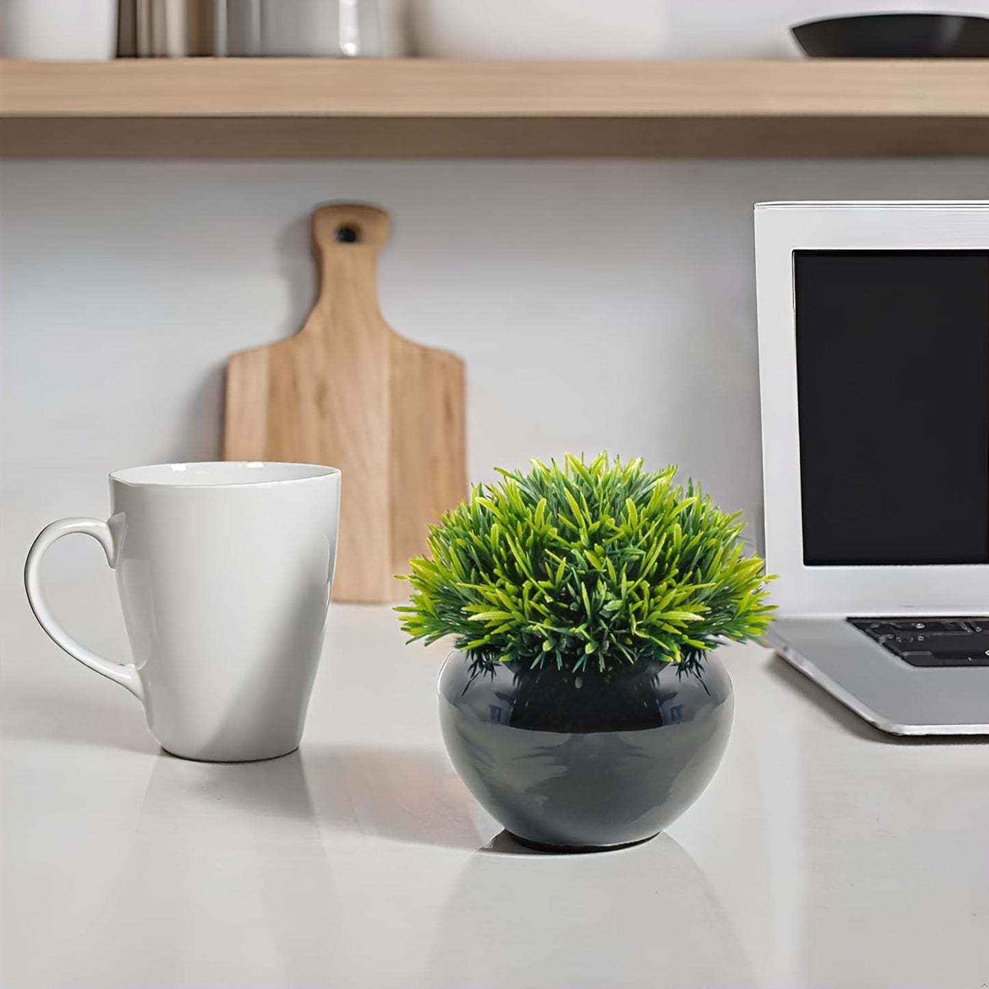 Velener Fake Sage Plants for Shelf Decor, Small Artificial Succulents Grass Desk Plant for Office Women, Mini Faux Plant Indoor, Masculine Home Decor, Coffee Table Decor in Pot