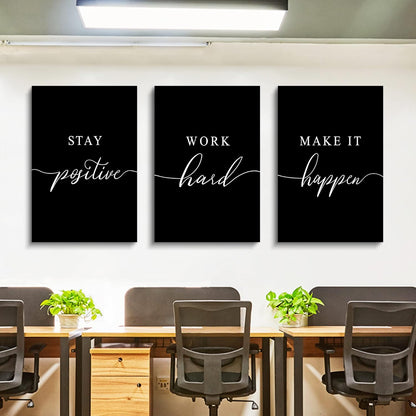 Inspirational Canvas Painting Wall Art -EPHANY ART,Mindset Quotes Prints, Success Framed Entrepreneur Poster Positive Quotes Wall Poster for Home Office Workplace (M-3pcs,12x16inchx3pcs)
