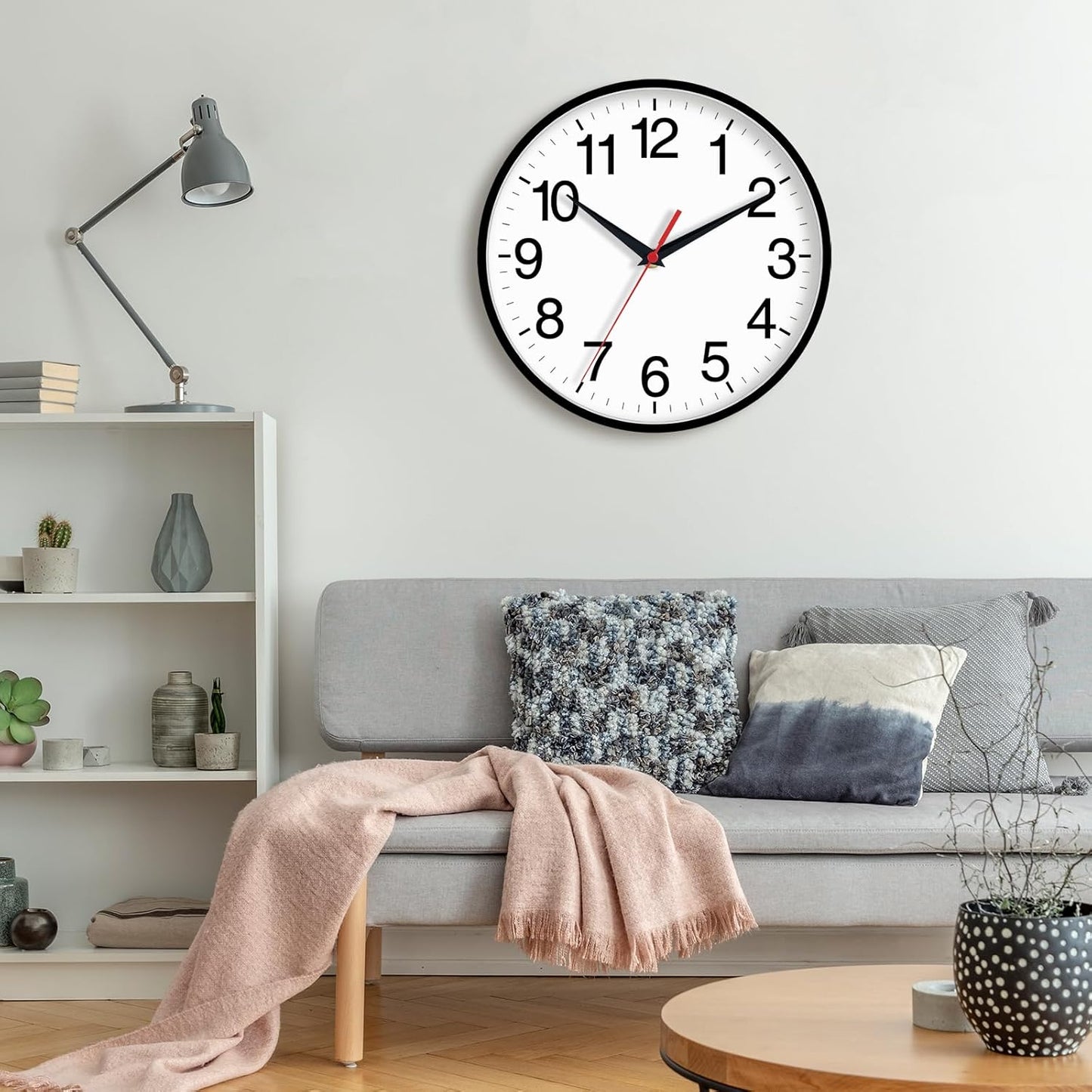 Rohioue Wall Clock Modern 8 Inch Battery Operated Silent Non Ticking Small Analog Clock for Living Room Office Home Bedroom Kitchen Bathroom(Black)
