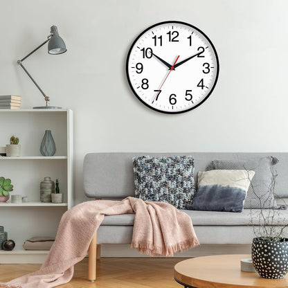 Rohioue Wall Clock Modern 8 Inch Battery Operated Silent Non Ticking Small Analog Clock for Living Room Office Home Bedroom Kitchen Bathroom(Black)