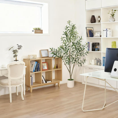 Timoo Faux Olive Tree Olive Trees Artificial Indoor with White Planter (5 FT)