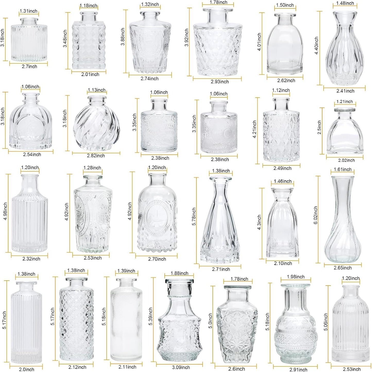 Glass Bud Vase Set of 32 pcs,Bud Vases in Bulk,Small Vases for Centerpieces, Mini Flower Vase Bulk for Rustic Wedding Home Table Decorations