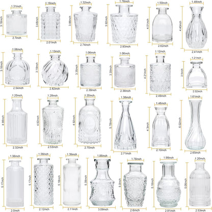 Glass Bud Vase Set of 32 pcs,Bud Vases in Bulk,Small Vases for Centerpieces, Mini Flower Vase Bulk for Rustic Wedding Home Table Decorations