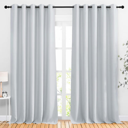 NICETOWN Halloween Pitch Black Solid Thermal Insulated Grommet Blackout Curtains/Drapes for Bedroom Window (2 Panels, 42 inches Wide by 63 inches Long, Black) - Colors D