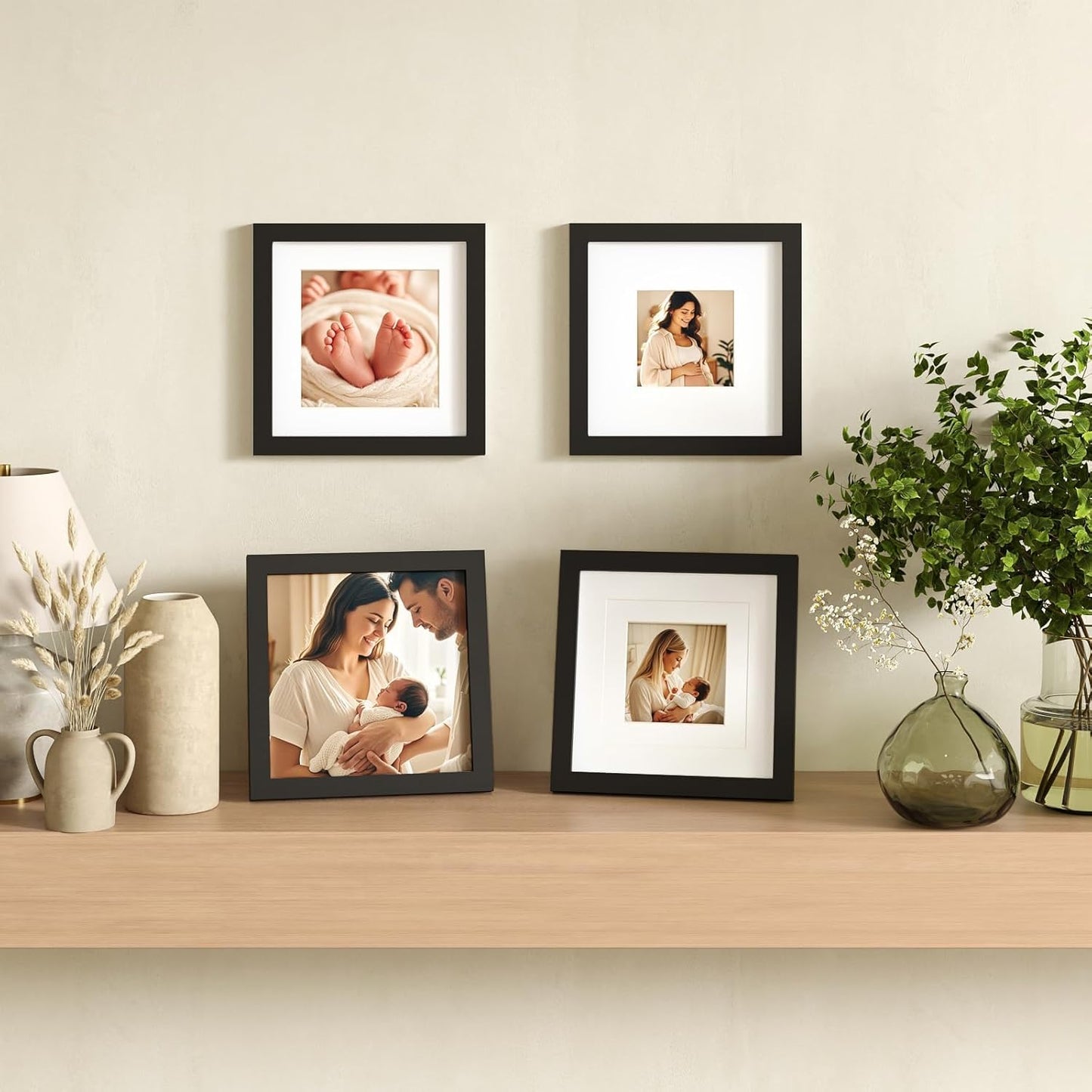 Egofine 12x16 Picture Frame Black, Covered by Plexiglass Made of Solid Wood, Display Pictures 9x12 and 11x14 with Mat or 12x16 Without Mat, for Wall Mounting Photo Frame - Colors B
