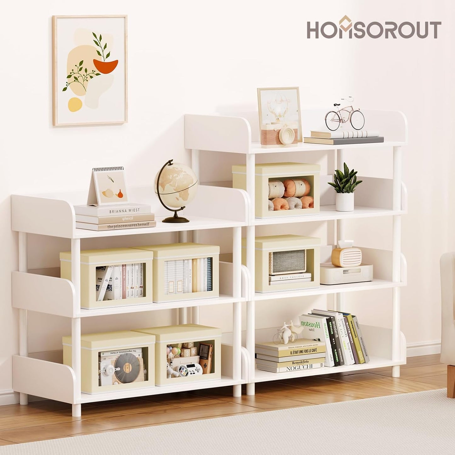 Homsorout Storage Bins with Lids - Fabric Closet Storage Bins with Window, Collapsible Baskets for Shelves 4 Pack, Home Decorative Boxes for Clothes, Closet, Office, Grey