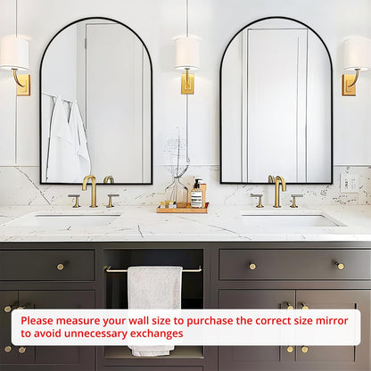 Fabuday Black Arch Bathroom Mirror for Wall - 20x28 Arched Mirror for Over Sink, Metal Framed Mirror for Hanging in Living Room, Bedroom, Entryway, Hallway