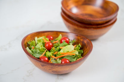 Lipper International Cherry Finished Wavy Rim Beechwood Serving Bowl for Fruits or Salads, Matte, Small, 7.5" x 7.25" x 3", Single Bowl, 30.43Fl oz