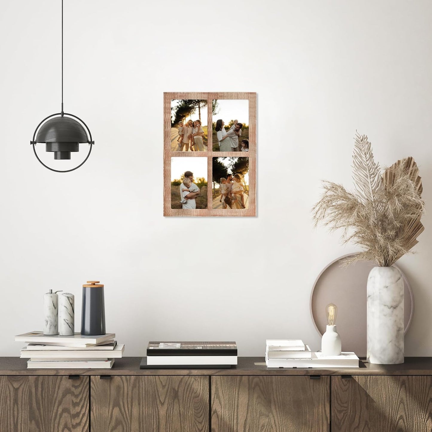 YESKAY 4x6 Picture Frame Collage for Wall Decor, Multiple Photo Collage Frames with Tempered Glass, 7-Opening for 4 x 6 Picture Frames, Rustic Brown, 1 Pack
