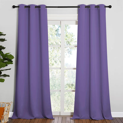 NICETOWN Halloween Pitch Black Solid Thermal Insulated Grommet Blackout Curtains/Drapes for Bedroom Window (2 Panels, 42 inches Wide by 63 inches Long, Black) - Colors D