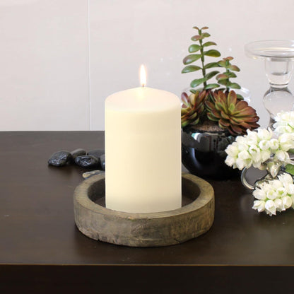 Stonebriar Unscented Pillar Candles – 35 Hour Burn Time, Long-Lasting Wax Candles for Weddings, Holidays, Home Décor & Special Events, Pack of 6, Ivory, 3" x 4"